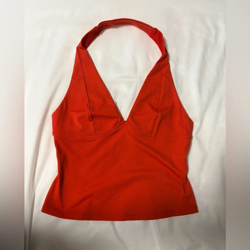 NWT Free People Intimately Still Here Halter Cami in Red. Size X-Small